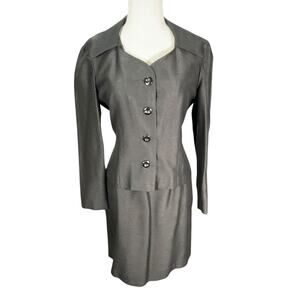 Lois Snyder Dani Max Vintage Elegant 2 Piece Skirt Suit Black Size 8 USA Made